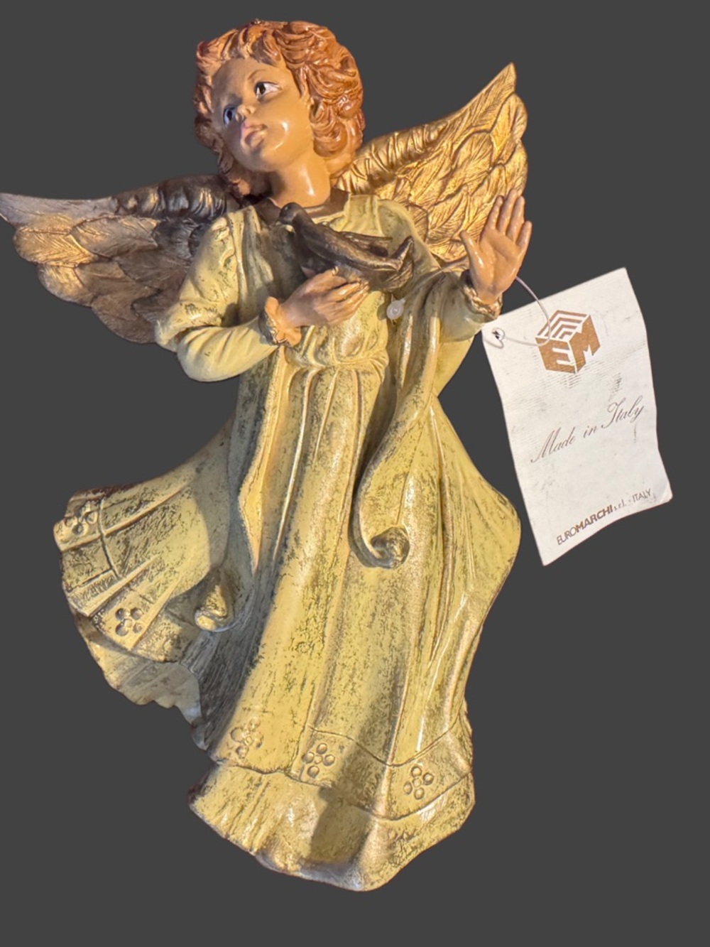 Italian Made Yellow Angel Figurine Holiday Décor